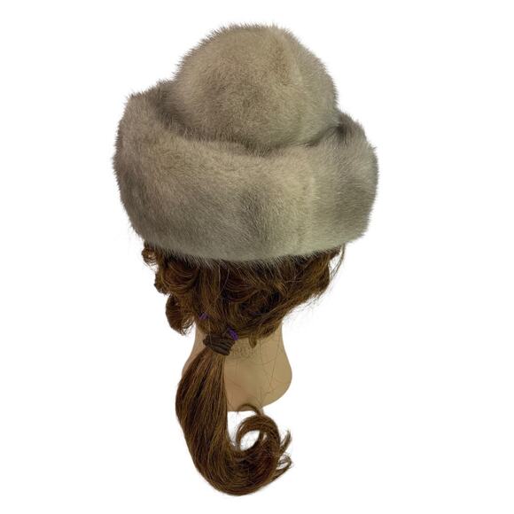 Size 6 5/8 1950s Gray Fur Hat Vintage Wear Pillbox Box Strawbridge & Clothier main image 6